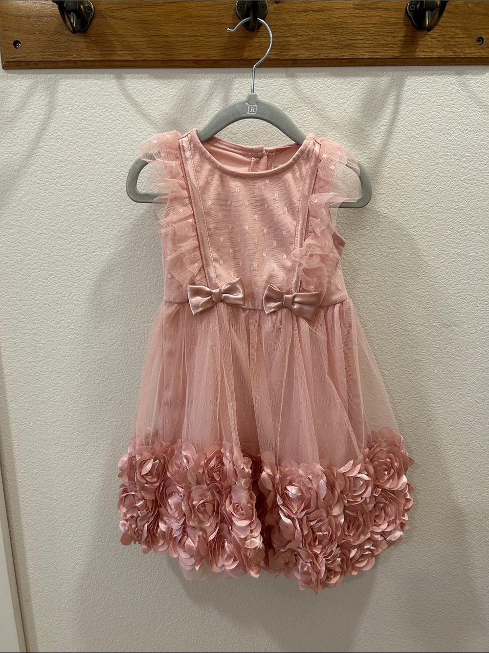 Nannette Rose Pink Tulle Flower Hem Party Dress